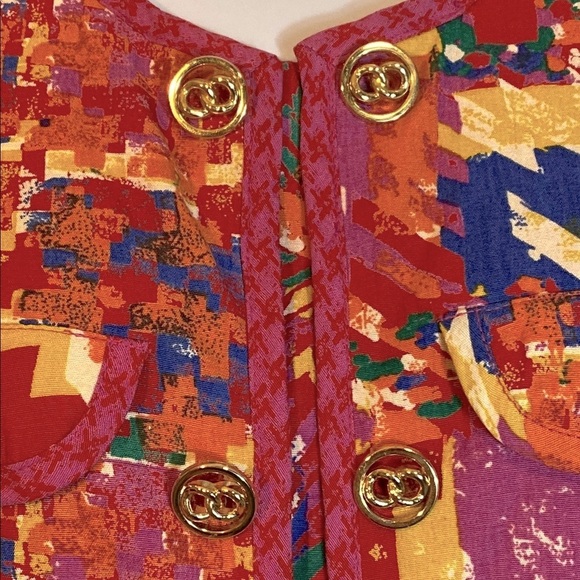 VNTG Carole Little Red and Yellow Blazer Vibrant Suit Jacket - Picture 5 of 10